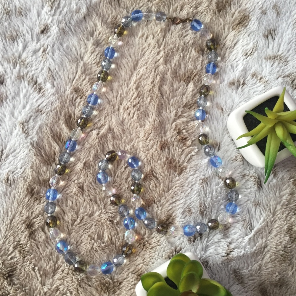 Blue Crystal Beaded Necklace